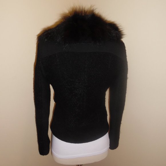 AnnaRita N Wool Real Fur Colar Wool Italy Black Buttoned Jacket Blaser Coat - Picture 10 of 16